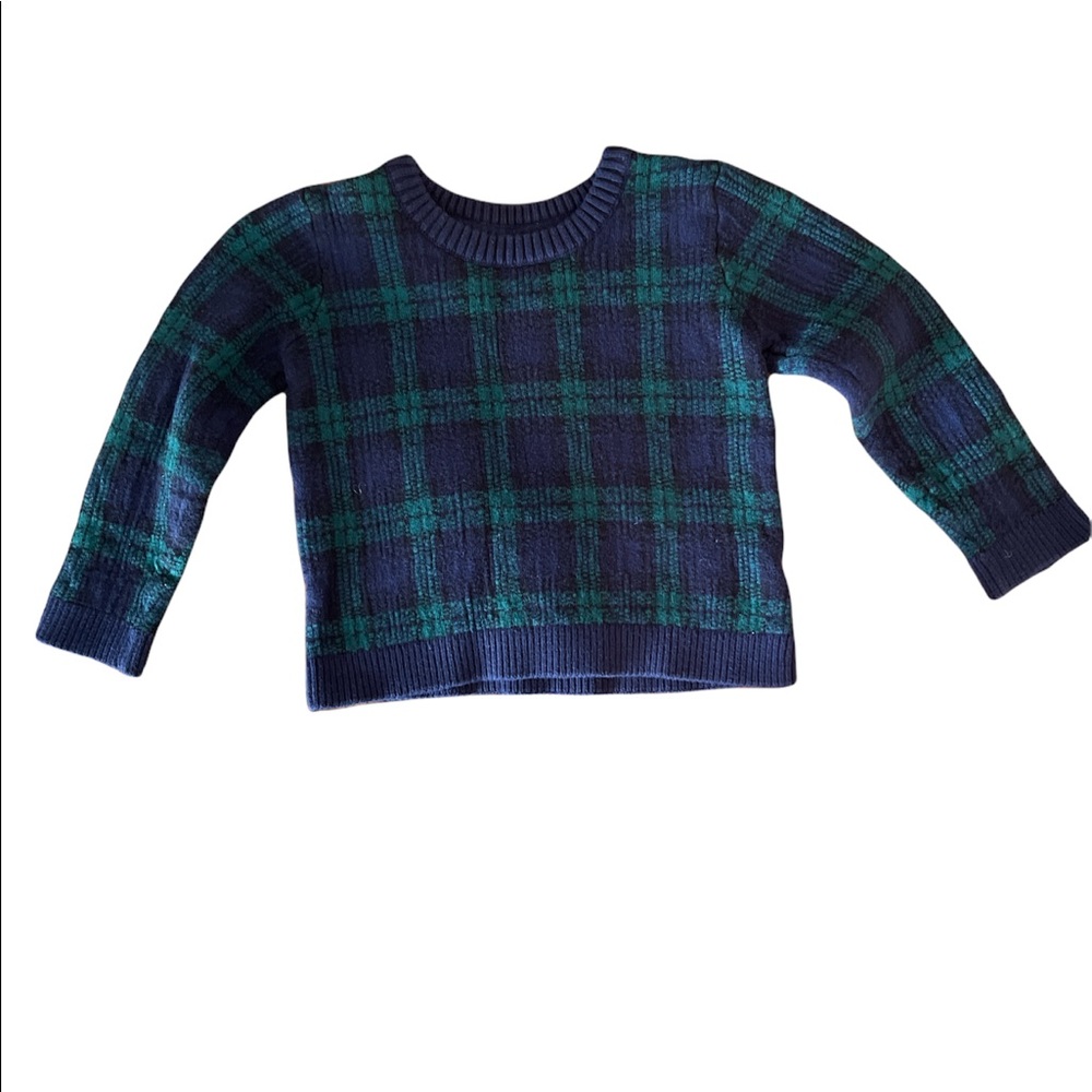 Janie and Jack crew neck sweater green and navy